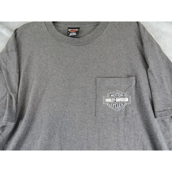 Harley Davidson Motorcycles Pocket T-Shirt Gray XL Pre-Shrunk Cotton Made in USA - Picture 6 of 10